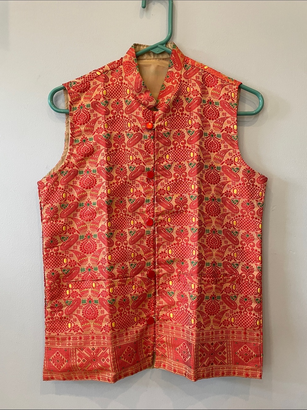 Red and gold patterned waist coat - vest